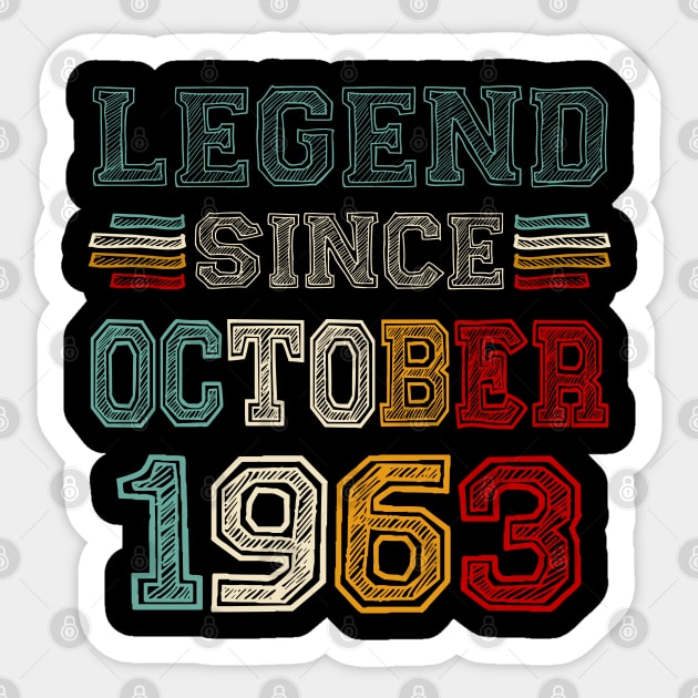 60 Years Old Legend Since October 1963 60th Birthday Sticker by SuperMama1650